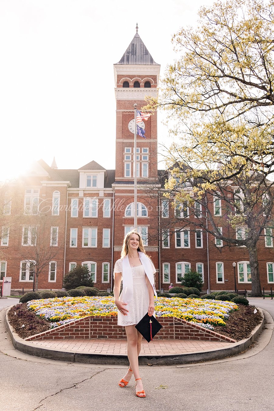 Senior graduation portrait at Clemson campus