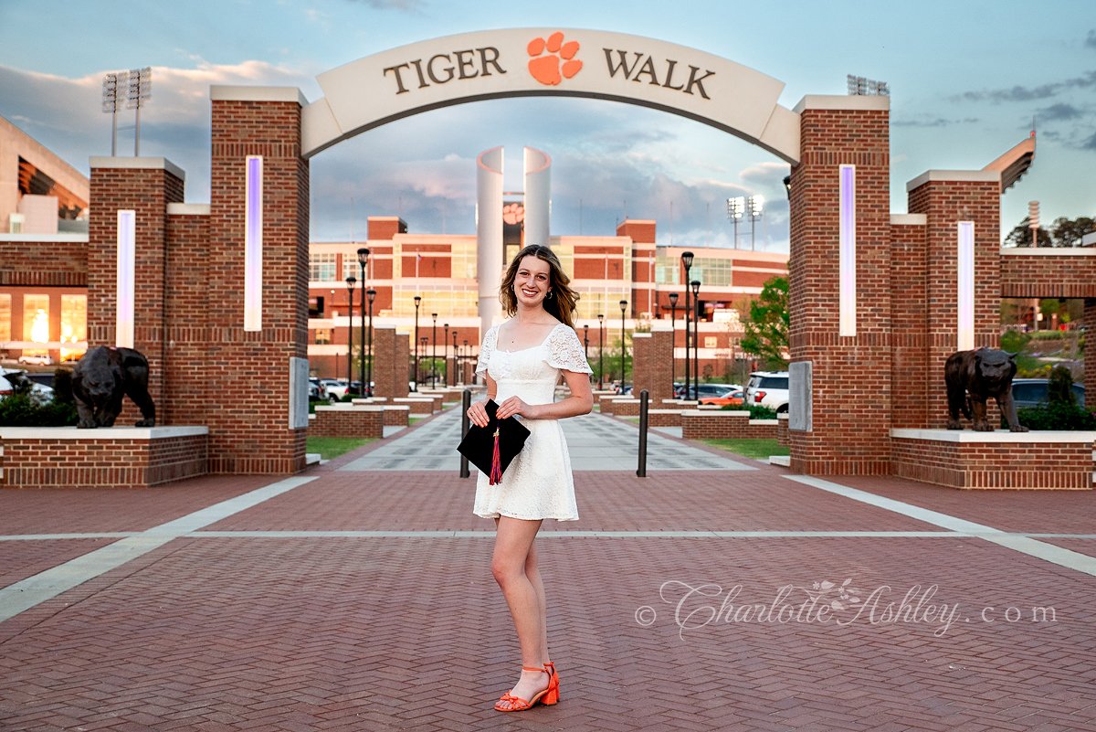 Senior graduation portrait at Clemson Tiger Walk